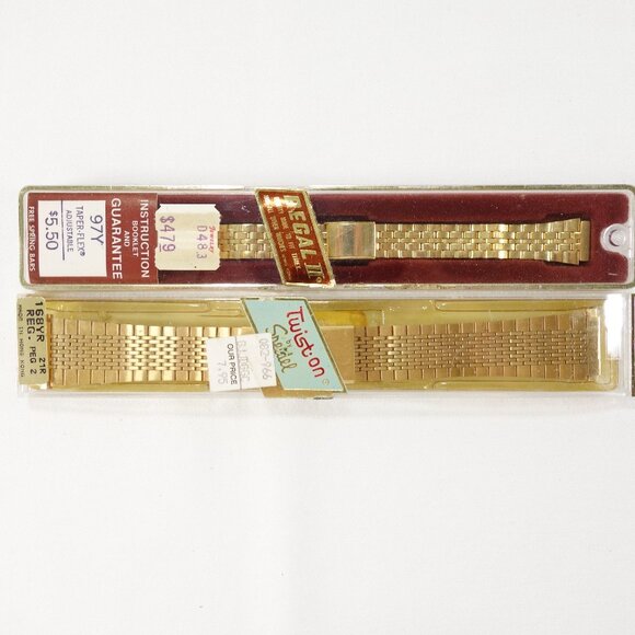 Mixed Lot Of 5 Vintage Metal & Genuine Leather Replacement Watchbands NOS - Picture 7 of 7